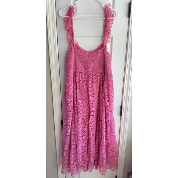 Arula Pink Lace Maxi Smocked Back Dress Boho size 18-20 - Picture 6 of 7